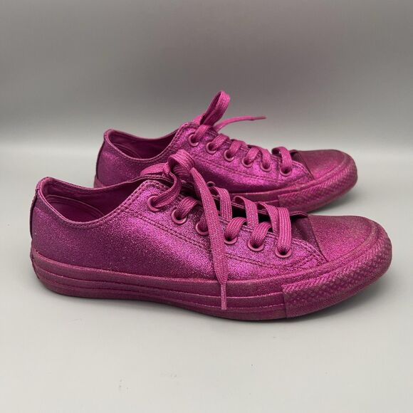 Converse Chuck Taylor All Star Shoes Womens Size 7 Pink Glitter Low Top 164550C - Picture 6 of 13